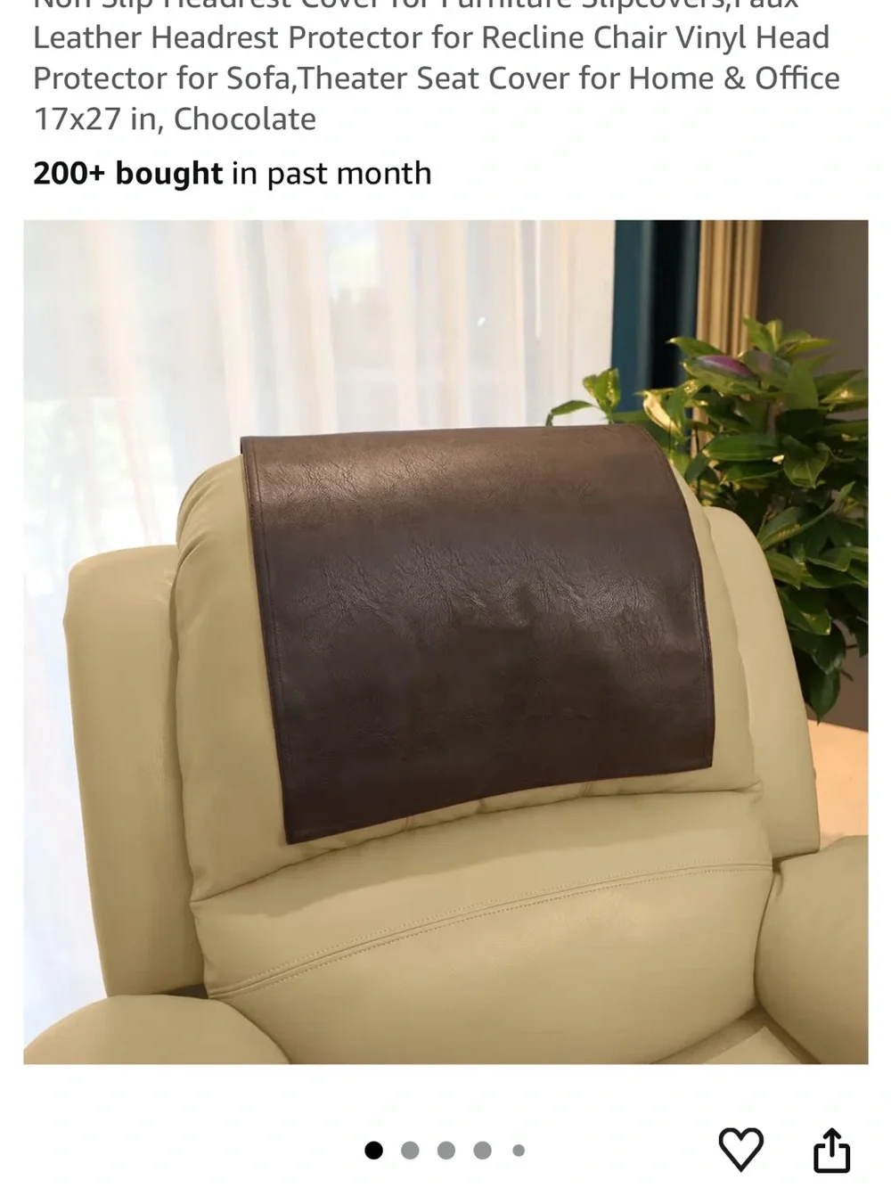 Vinyl Leather Waterproof Headrest Cover for Furniture - BROWN